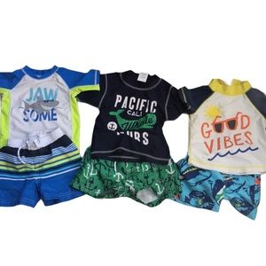 Gap, Carter’s Swim Shorts& Rashgurds Size 6-9 mo